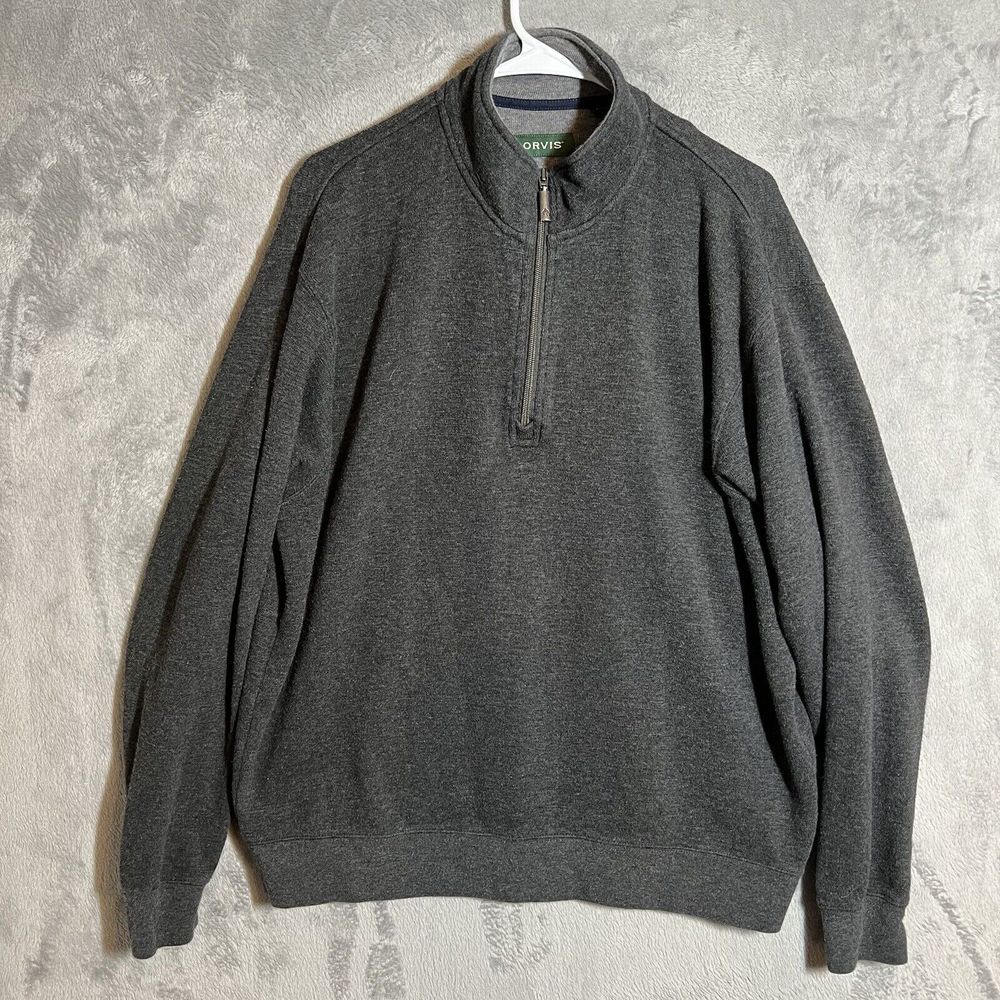 Orvis Softest Tencel Blend Gray 1/4 Zip Pullover Sweater Size L‎
